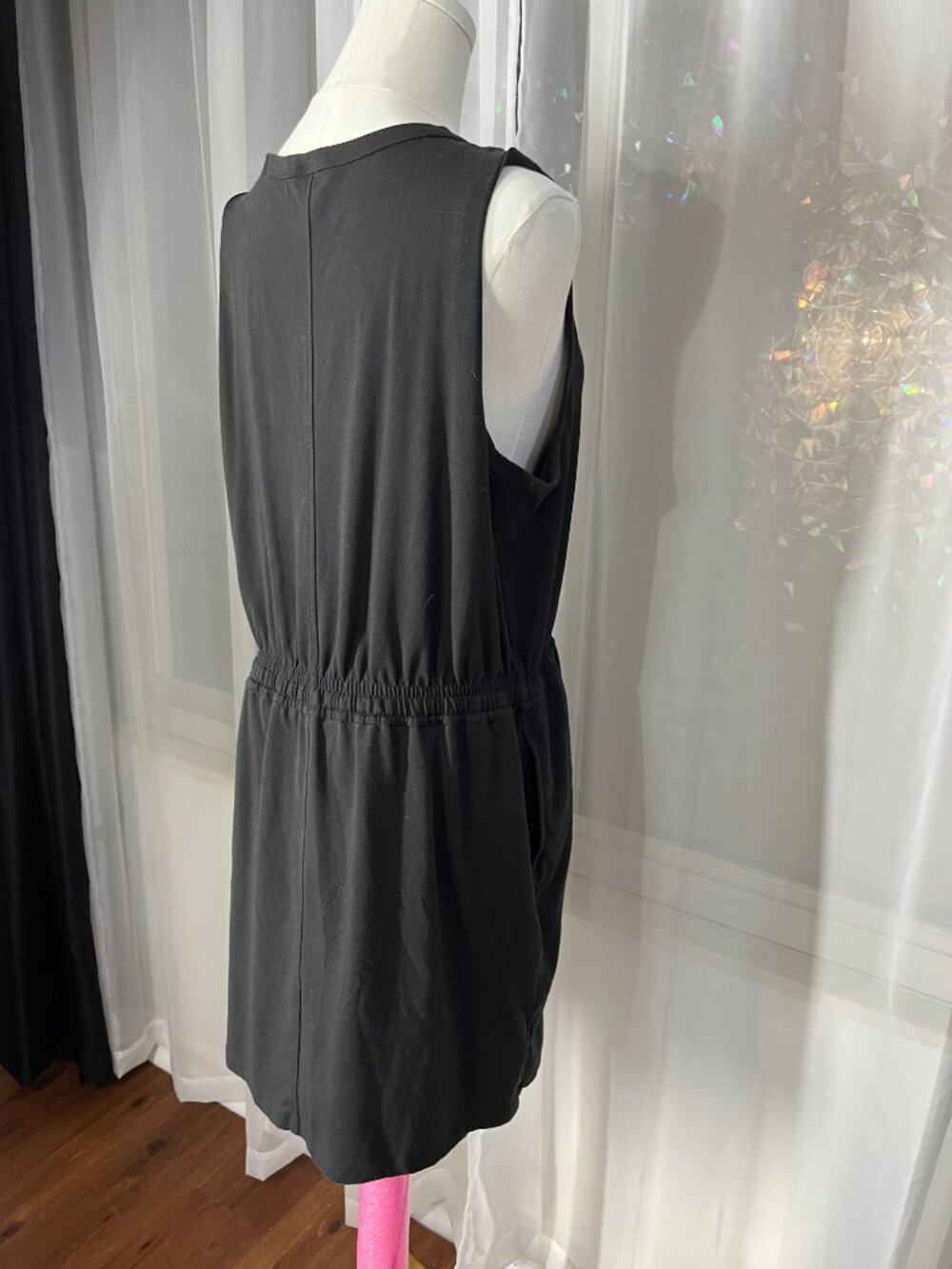 Member’s Mark Black Tank Dress Size L Drawstring Waist Pockets Sleeveless - Picture 9 of 10